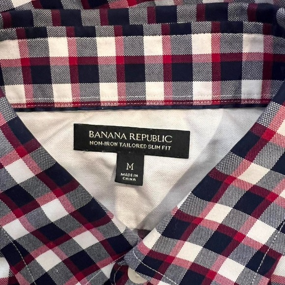 Banana Republic Red and Blue Casual Button Down Shirt - Picture 3 of 3